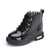New Winter Children Leather Waterproof Shoes - Black / 30