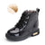 New Winter Children Leather Waterproof Shoes - Black with plush / 30