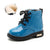 New Winter Children Leather Waterproof Shoes - Blue with plush / 36