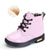 New Winter Children Leather Waterproof Shoes - Pink with plush / 33