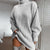 Women Turtleneck Oversized Knitted Dress - Grey sweater dress / L