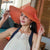 Women’s Summer Beach Big Brim Hat - K60-Orange / M(55-60cm)Adjustable