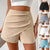 Women Summer Shorts High Waist Lady Daily Shorts Asymmetric Women Summer Shorts Slim Fit  Above Knee Length Women Mini Shorts