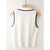 2024 New Summer Fashion Trend Commuting Minimalist Lapel Panel Zipper Casual Loose Contrast Color Sleeveless Ice Knit T-shirt