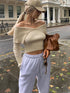 Off Shoulder Long Sleeved Tight Pullovers