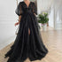 Black Starry Tulle Prom Dresses