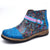 Folkways Pattern Leather Comfy Flat Ankle Boots