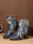 Genuine Leather Flower Wearable Chunky Heel Boots