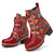 Genuine Leather Floral Warm Flannel Ankle Boots