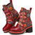 Genuine Leather Floral Warm Flannel Ankle Boots
