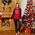 Autumn and Winter Christmas Letter Print Family Pajamas - Red / Women L