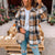 Autumn Plaid Over Shirt Long Checkered Jacket - coffee / L