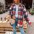 Autumn Plaid Over Shirt Long Checkered Jacket - Red / L