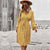 Autumn & Winter Ladies Bandage Dress - Yellow Long Sleeve / L