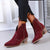 Women's Nubuck Zip Pointed Toe Ankle Boots