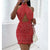 Backless Short Wrap Bodycon Cross Halter Mini Sheath Dress - Red / L