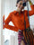 Elegant Satin Long Sleeve Orange Lady Office Shirts