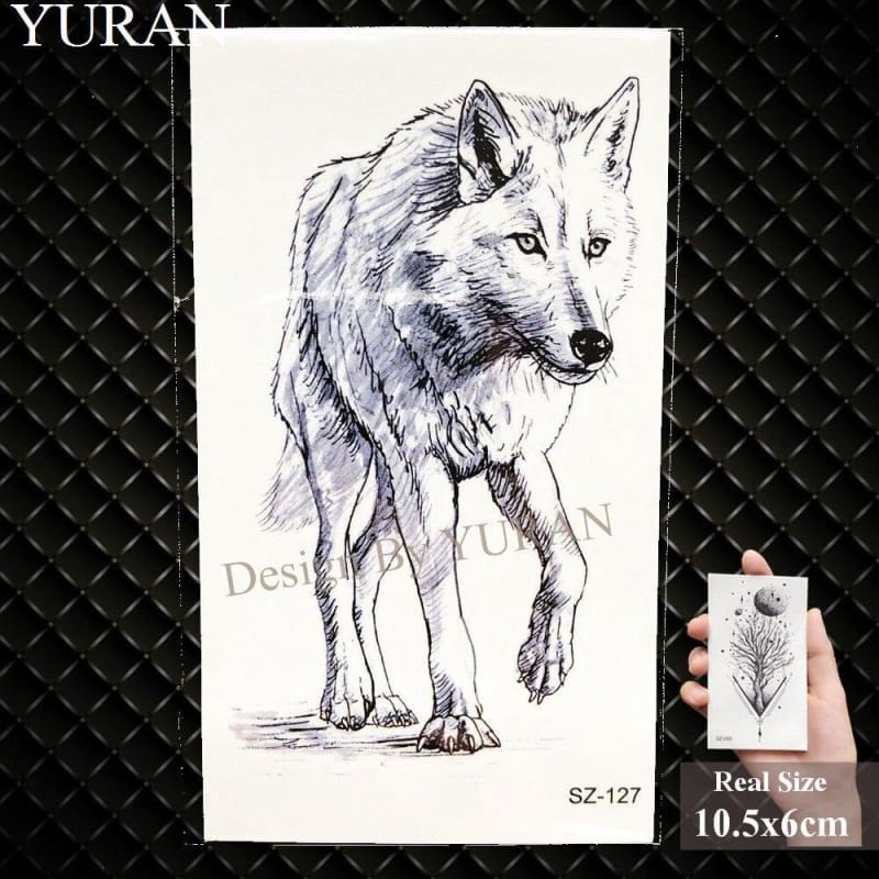 Black Pencil Sketch Wolf DIY Waterproof Temporary Tattoo For Men & Women - Birmon