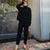 Casual Sweater Pants Knitted 2 Pieces Set - black / M