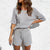 Casual Two Piece Set O Neck Short Sleeve Crop Top And Shorts Outfits - Birmon