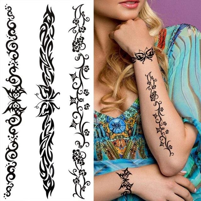 Cute Fonts Feather Dragon Star Quotes Black Thorns Labium Waterproof Temporary Tattoo For Men Women - Birmon