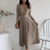 Elegant V Neck Single Breasted Women Thicken Sweater Dress - oatmeal / One Size