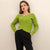 Fashion Elegant Long Sleeve Square Collar Solid Slim Sweater - green / L