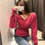 Fashion Sexy Cross V Neck Women’s Sweaters - Rose Red / One Size