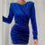 Hollow Out Bodycon Mini Dress - Blue Velvet / L