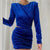 Hollow Out Bodycon Mini Dress - Blue Velvet / S