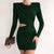 Hollow Out Bodycon Mini Dress - green / L