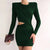 Hollow Out Bodycon Mini Dress - green / M