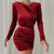 Hollow Out Bodycon Mini Dress - Red Velvet / L