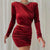 Hollow Out Bodycon Mini Dress - Red Velvet / M