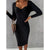 Knitted Square Collar Long Sleeve Bodycon Dress