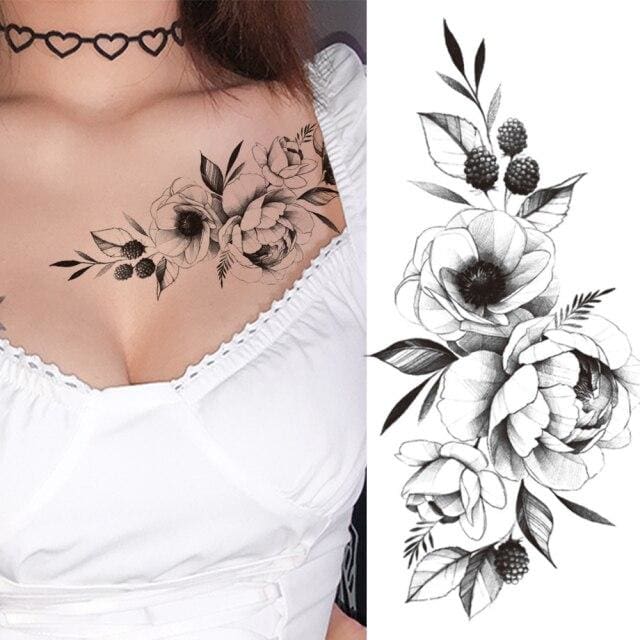 Big flower tattoo | Flower tattoo shoulder, Floral tattoo, Delicate  feminine tattoos