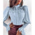 Long Sleeve Chic Lace Blouse - Blue / M