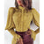 Long Sleeve Chic Lace Blouse - Yellow / L