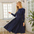 Navy Women Classic A-line Elegant O-neck Slim Party Spring Summer Casual Dress Working Style - Birmon
