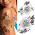 Tiger Flower Peony Fake Rose Sweat pea Orchid  Daffodil Black DIY Temporary Tattoos For Women Girls Adult - Birmon