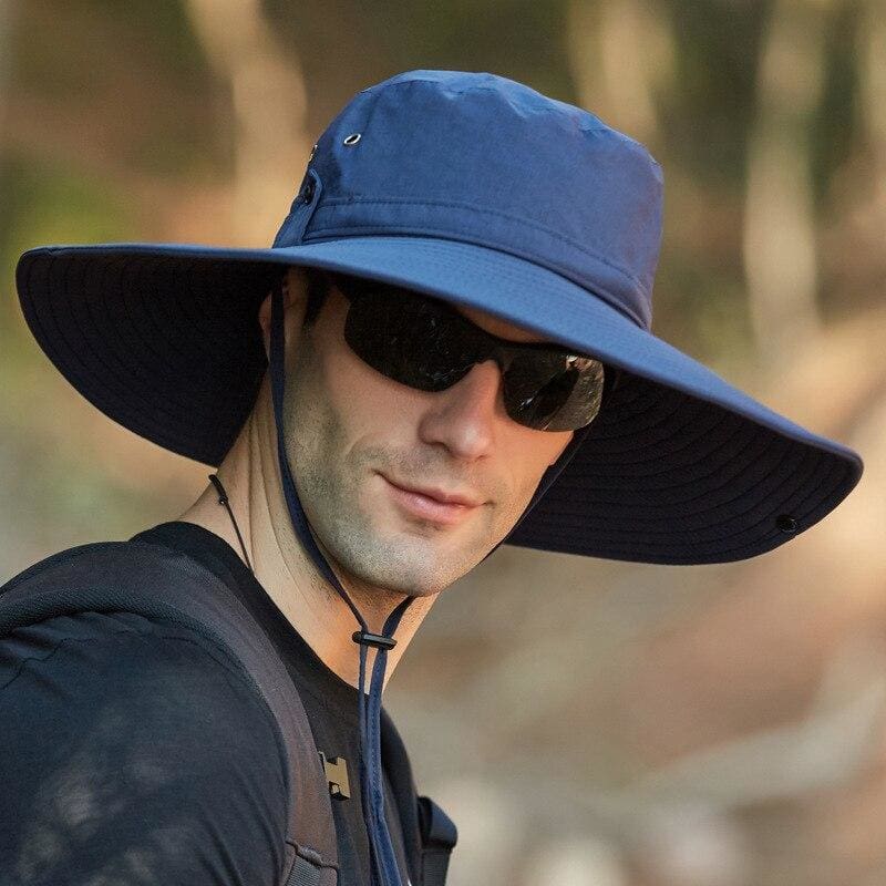 Panama Big Brim Bucket Sun Protection Hat for Men Black / 56-58cm
