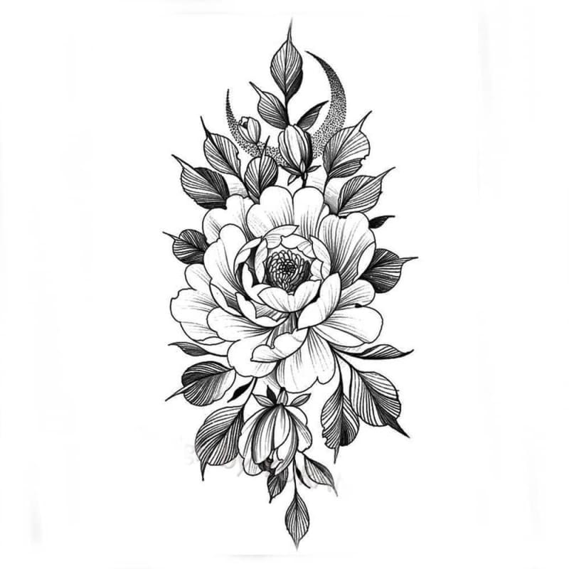 Black Rose Sexy Women Temporary Tattoos Realistic Flower Arm Tattoo Stickers For Adults Body Leg Art Fake Floral Bloosom Tatoos - Birmon