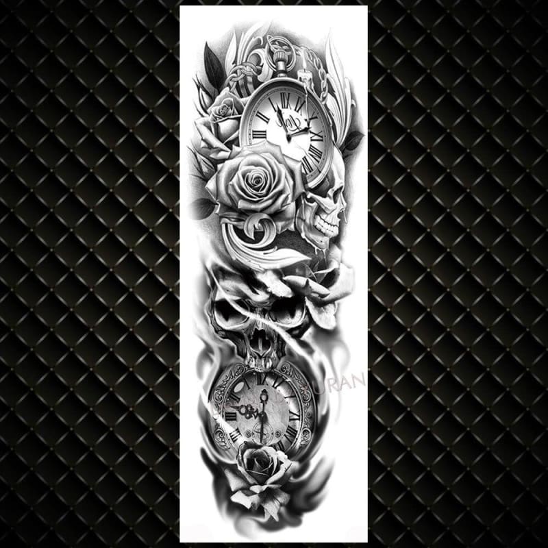 Realistic Full Flower Arm Rose Evil Eye Waterproof Temporary Tattoo For Men Women
