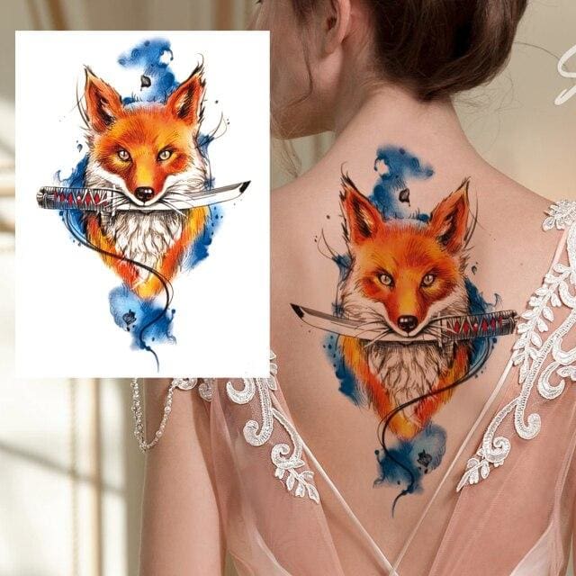 Realistic Fake Tiger Watercolor Wolf  DIY Waterproof Temporary Tattoo For Men & Women - Birmon