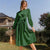 Red Printing Chiffon Long Sleeve Spring Women Dress - green / CN / S