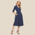 Striped A Line Dress Summer Office Lady Elegant 3/4 Sleeve Mid, V Neck Button Casual Dress - Birmon