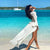 Summer Dot print White Beach Cover up dress Tunic Long Cardigan Bikinis - Birmon