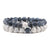 Unisex Bracelet Set Lava Stone with Elastic Rope - Birmon