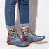 Women Blue Paisley Pattern Leather Splicing Color Soft Flat Short Boots