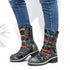Women Leather Splicing Buckle Strap Non Slip Casual Mid calf Boots